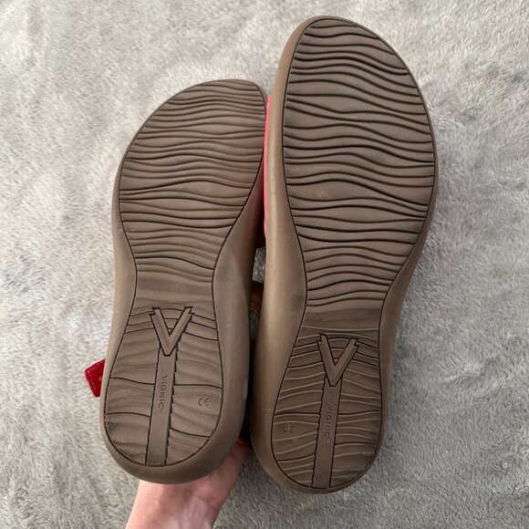 Vionic Awaken RX Red Leather Adjustable Shoes Sandals Women's size 11 - Picture 4 of 5